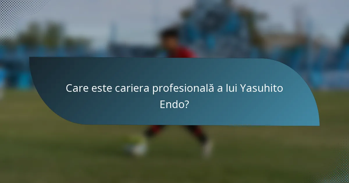 Care este cariera profesională a lui Yasuhito Endo?