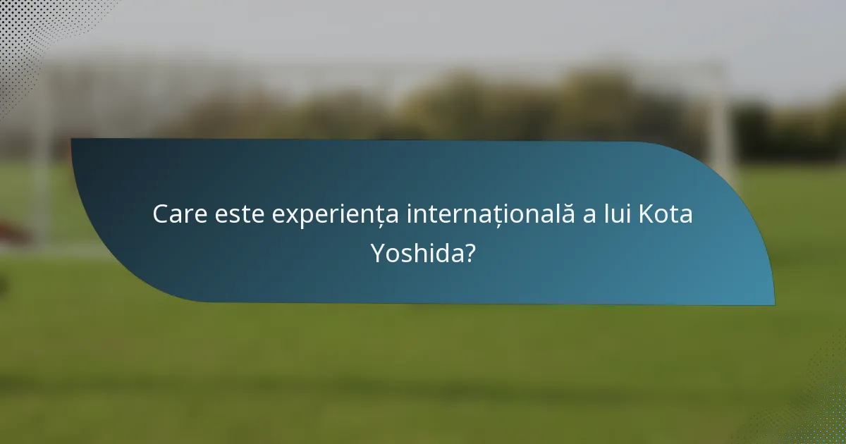Care este experiența internațională a lui Kota Yoshida?