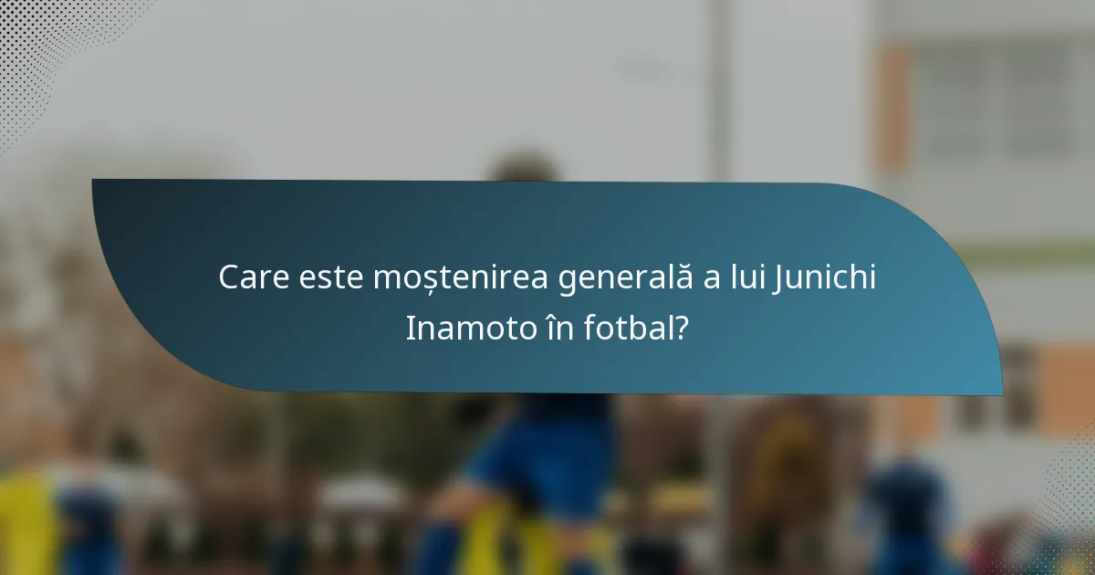 Care este moștenirea generală a lui Junichi Inamoto în fotbal?
