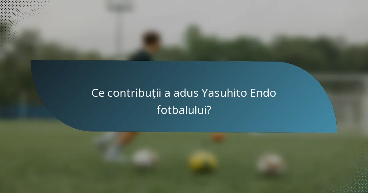 Ce contribuții a adus Yasuhito Endo fotbalului?