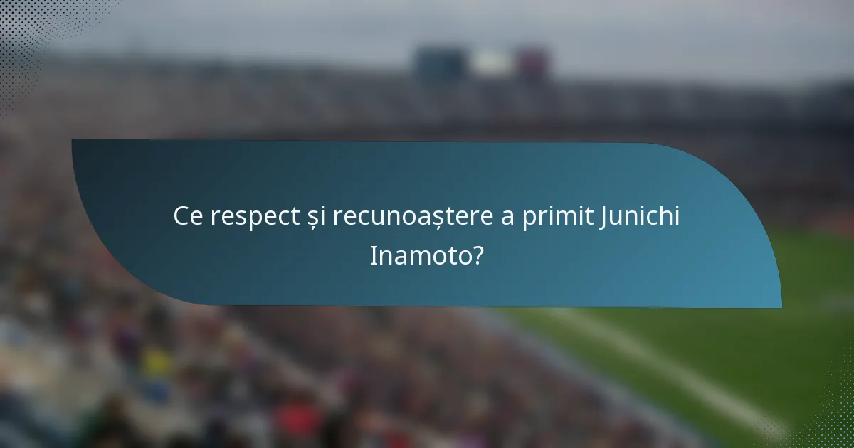Ce respect și recunoaștere a primit Junichi Inamoto?
