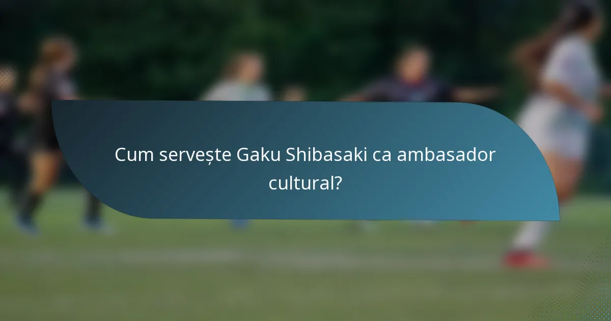 Cum servește Gaku Shibasaki ca ambasador cultural?